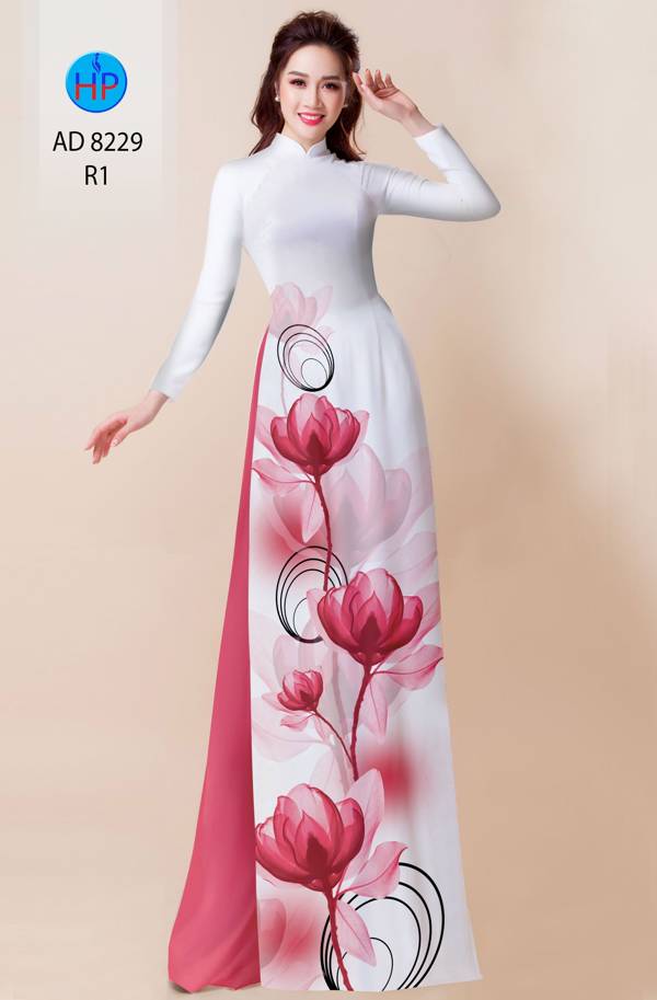 Vải Áo Dài Hoa In 3D AD 8229 4